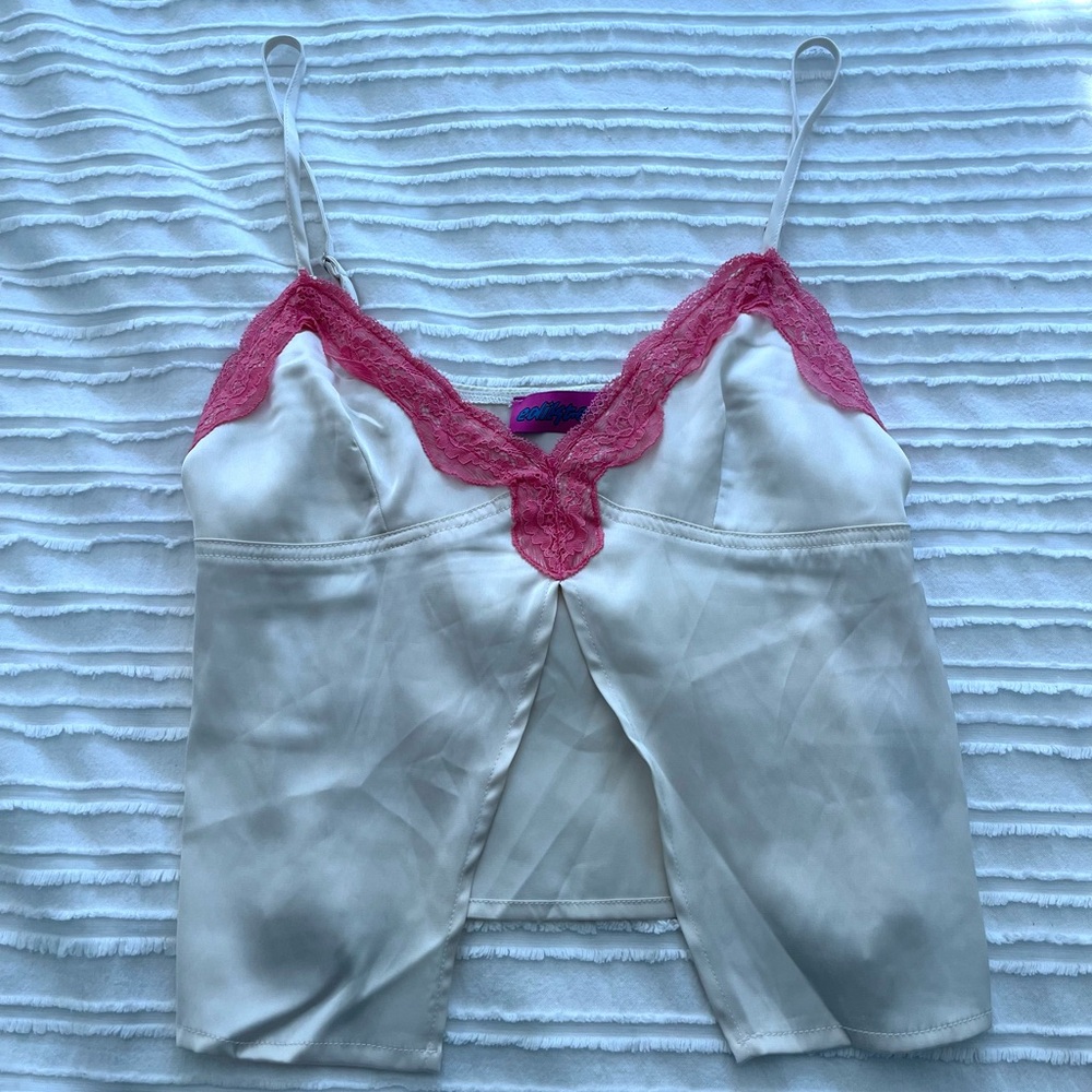Edikted Lacey Satin Slit Crop Top
